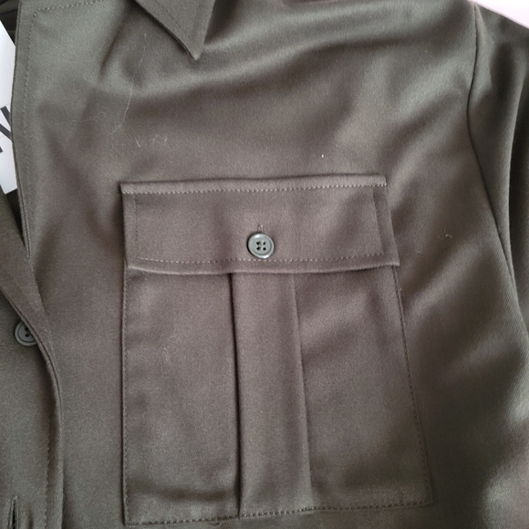Zara Belted Green Pocket Jacket Size XL - Picture 4 of 12